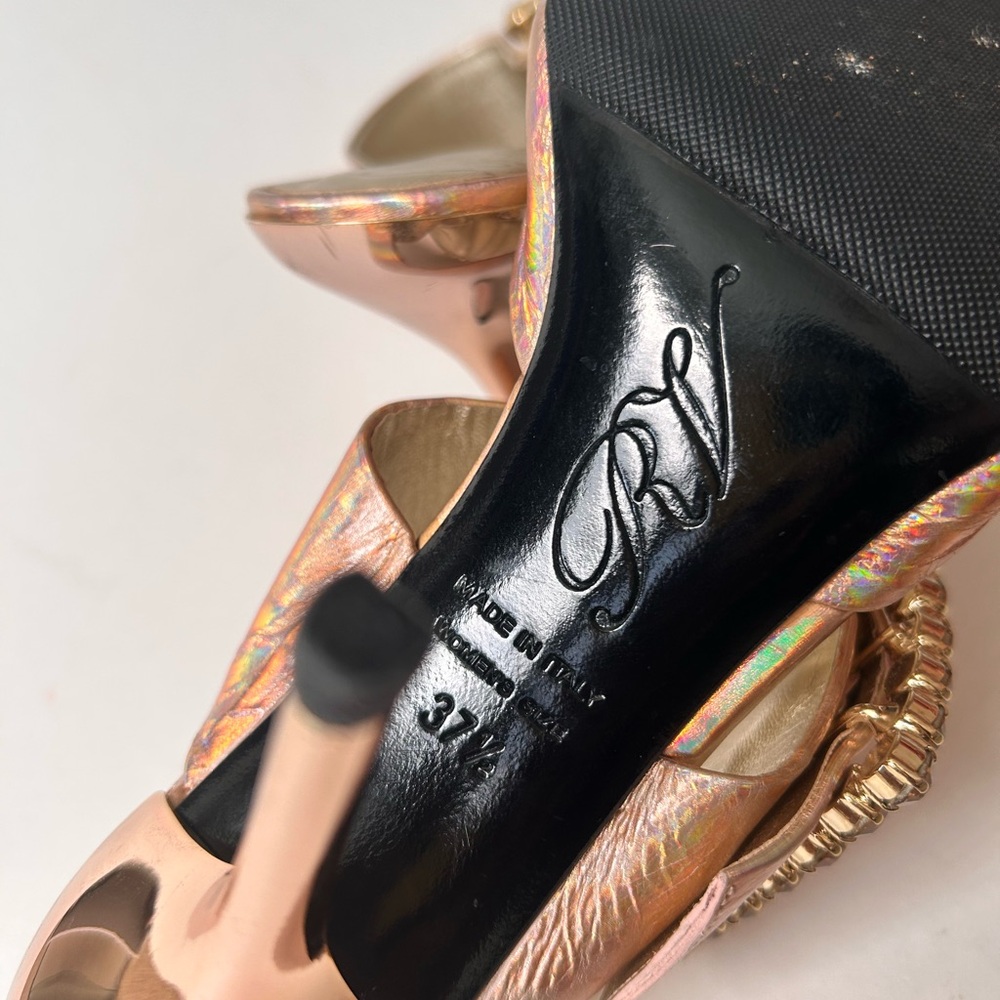Roger Vivier Iridescent Pink Heels with Rhinestone Buckle - Picture 6 of 7